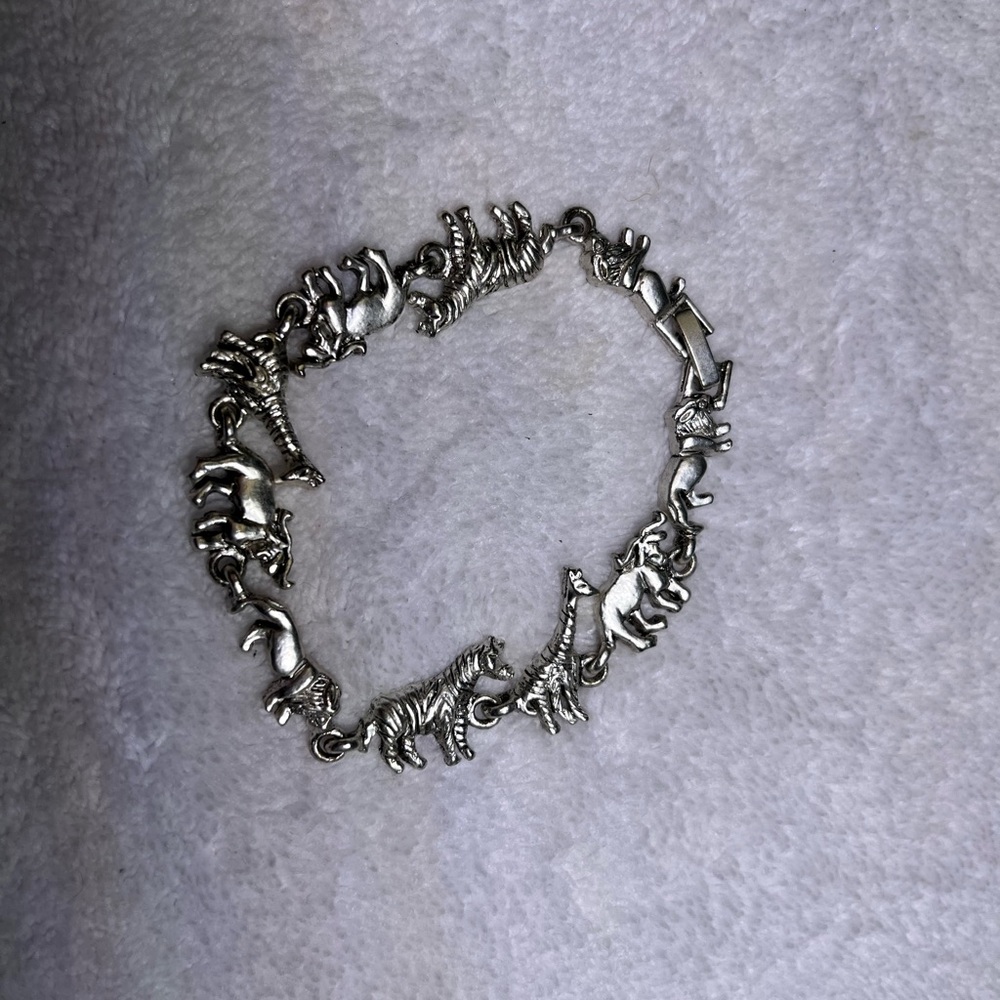 Pewter African Animal Charm Bracelet